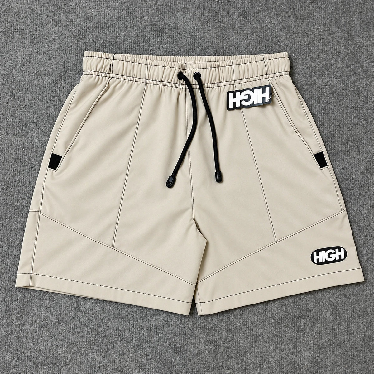 Short Premium High Pesponto Bege