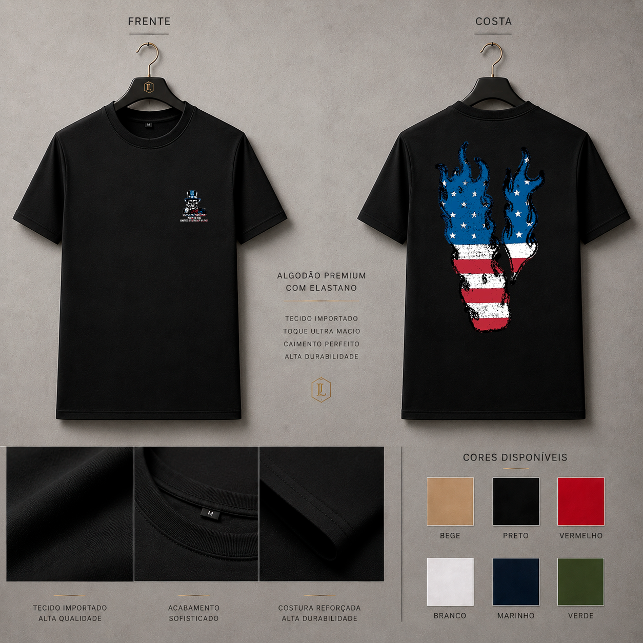 Camisa Importada Pima Uncle Sam Bandeira
