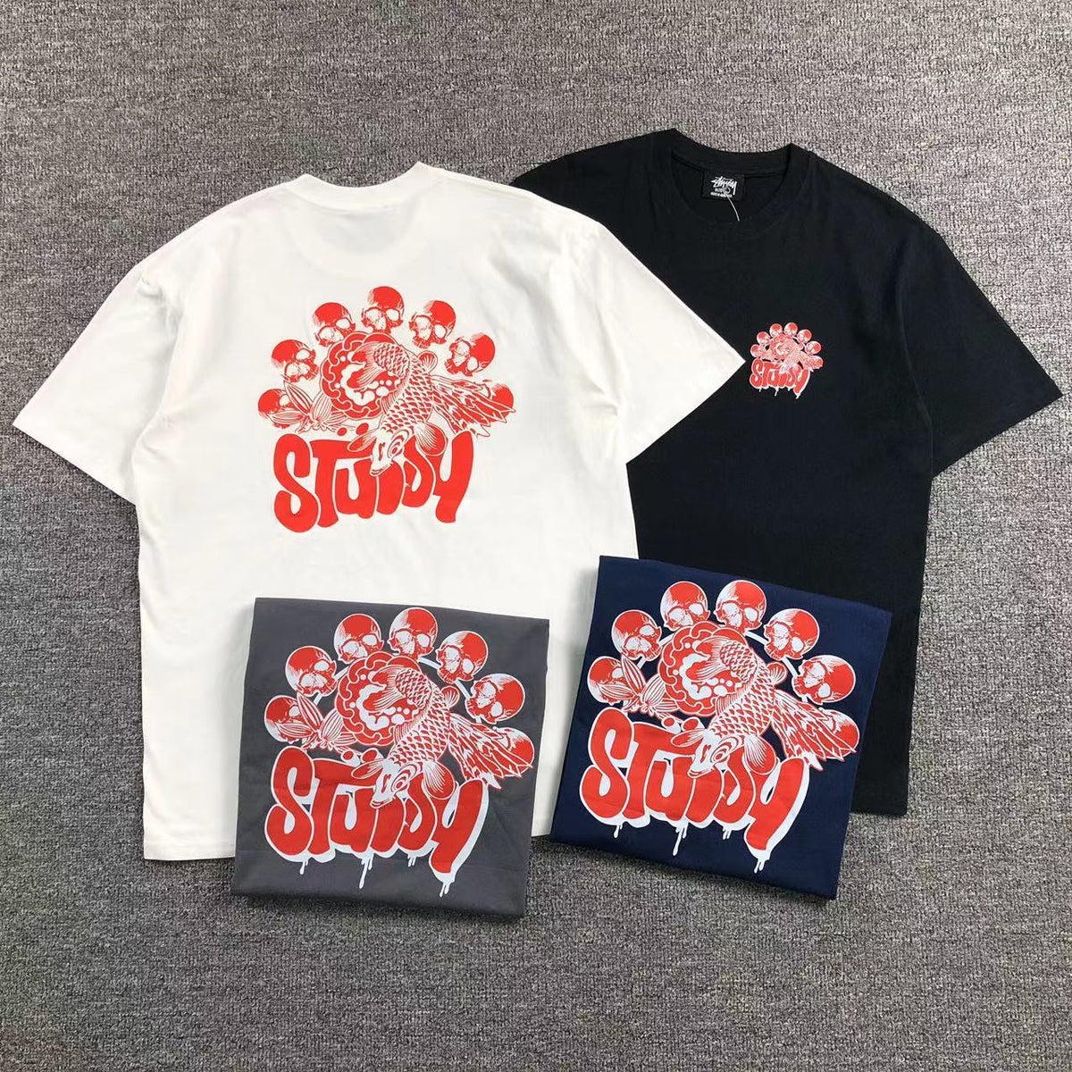 Camisa Stussy Koi Skull — frente