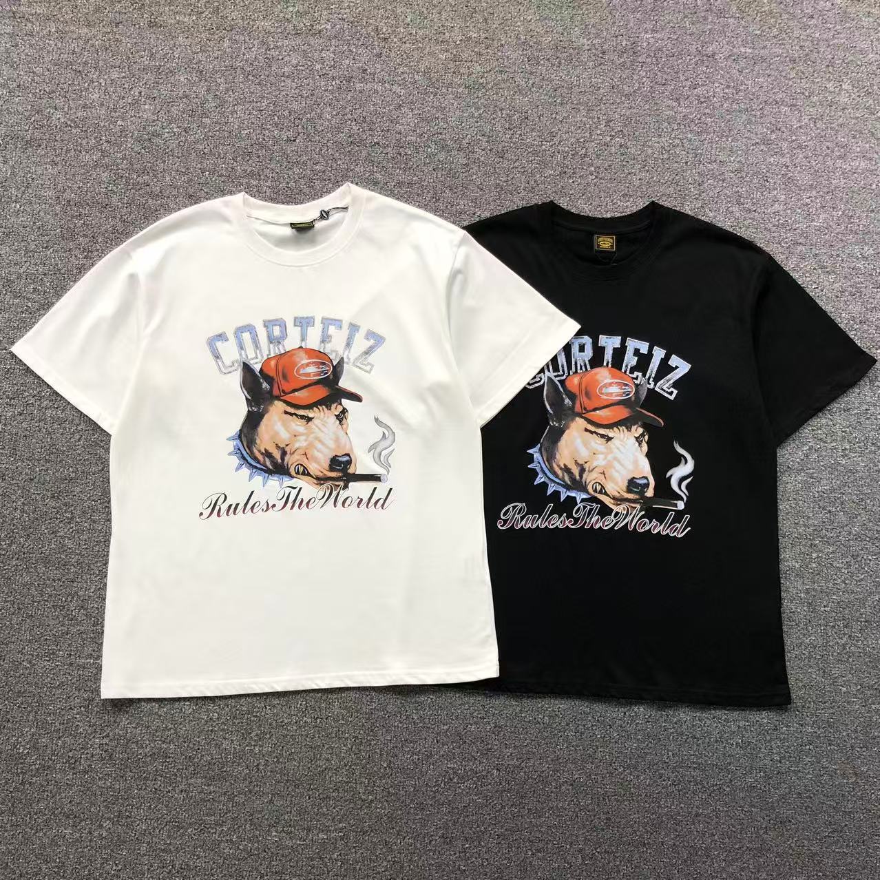 Camisa Corteiz Bull Rules The World Branca E Preta — frente