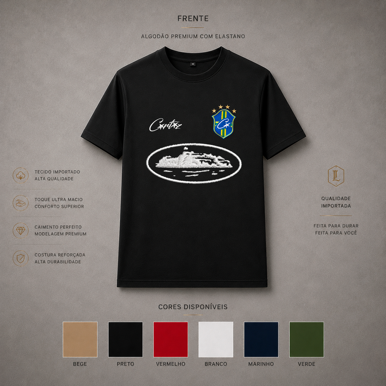 Camisa Importada Pima Corteiz Brasil Futebol