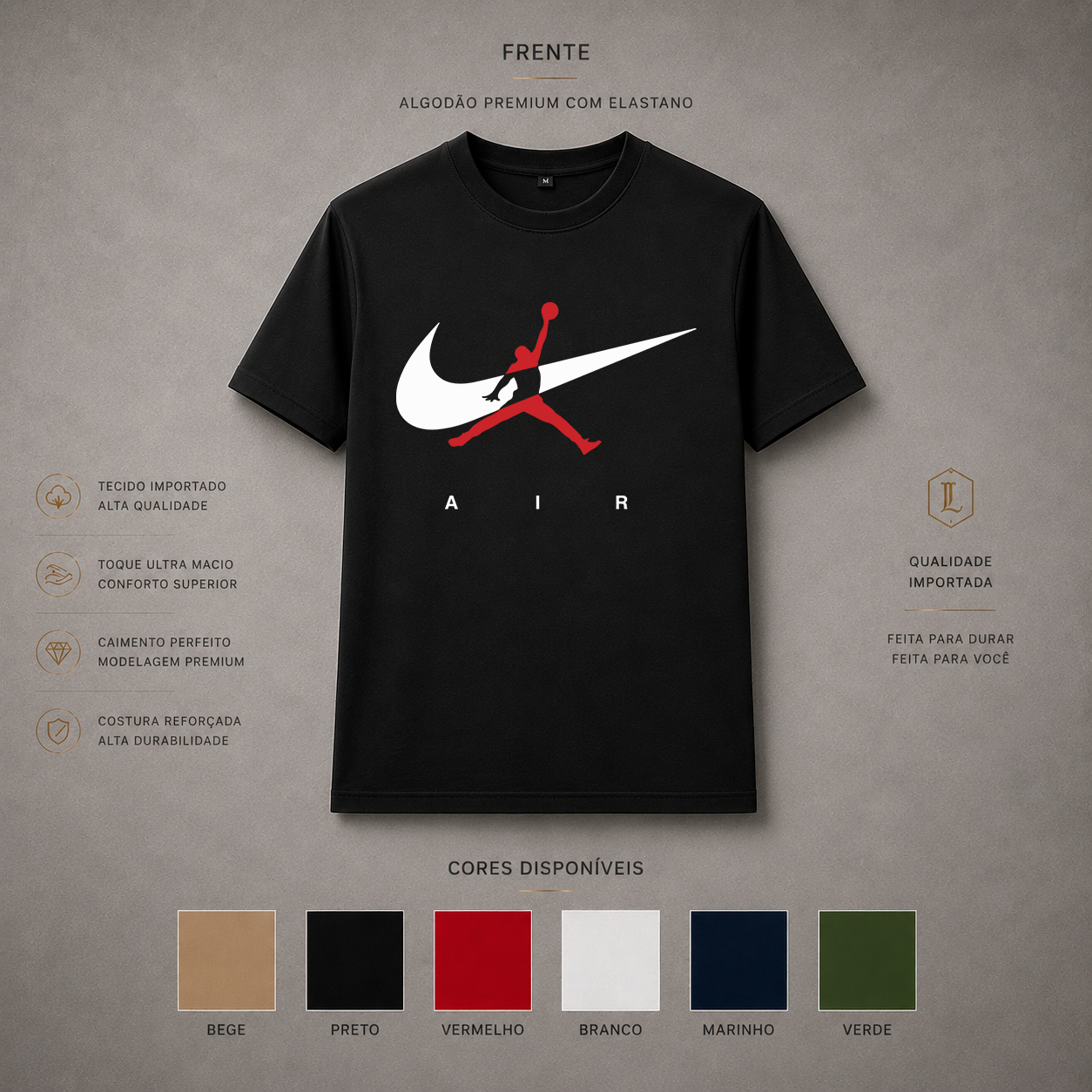 Camisa Importada Pima Nike Jordan Air Fusion - combinação de swoosh e Jumpman em composição Air