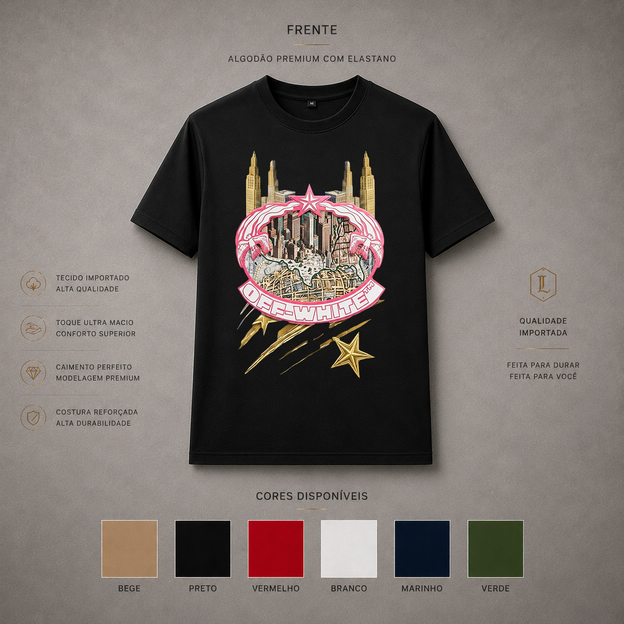 Camisa Importada Pima Off-White Cidade Rosa