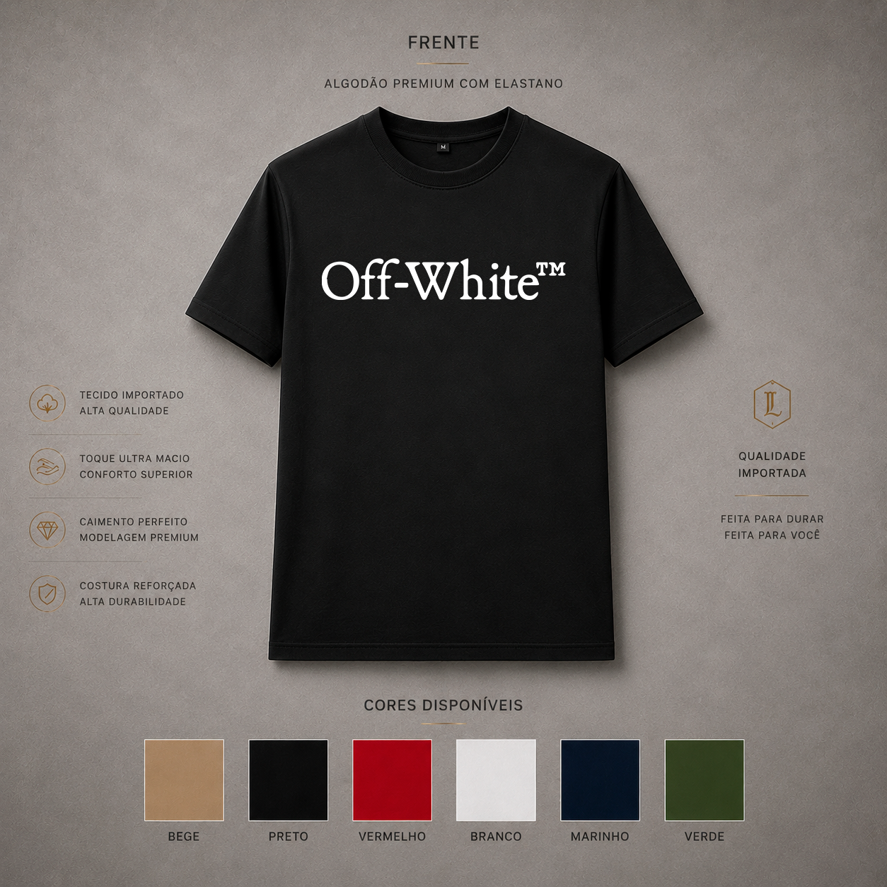 Camisa Importada Pima Off-White Classic Logo - logo Off-White central em branco