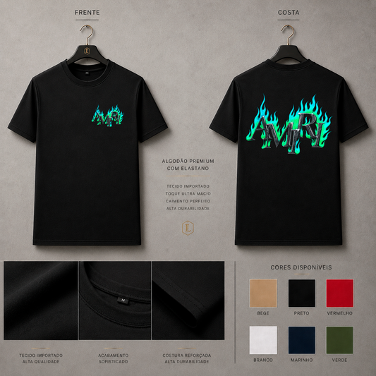 Camisa Importada Pima Amiri Chamas Verdes