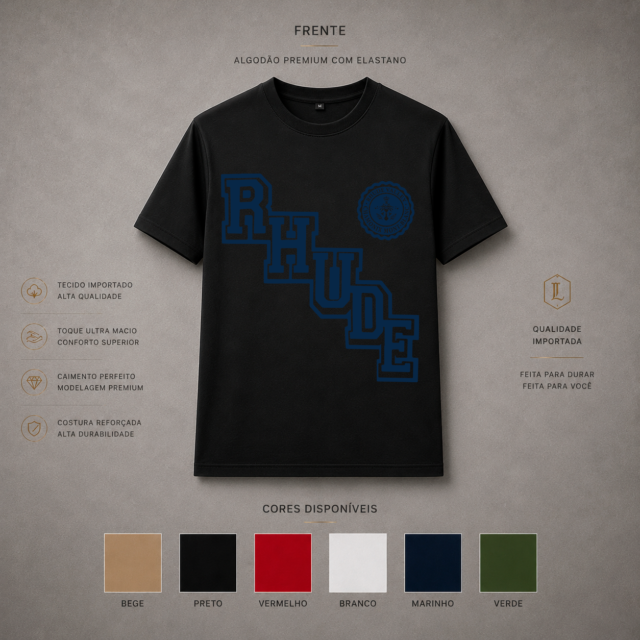 Camisa Importada Pima Rhude College Azul