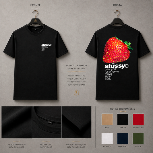 Camisa Importada Pima Stussy Morango