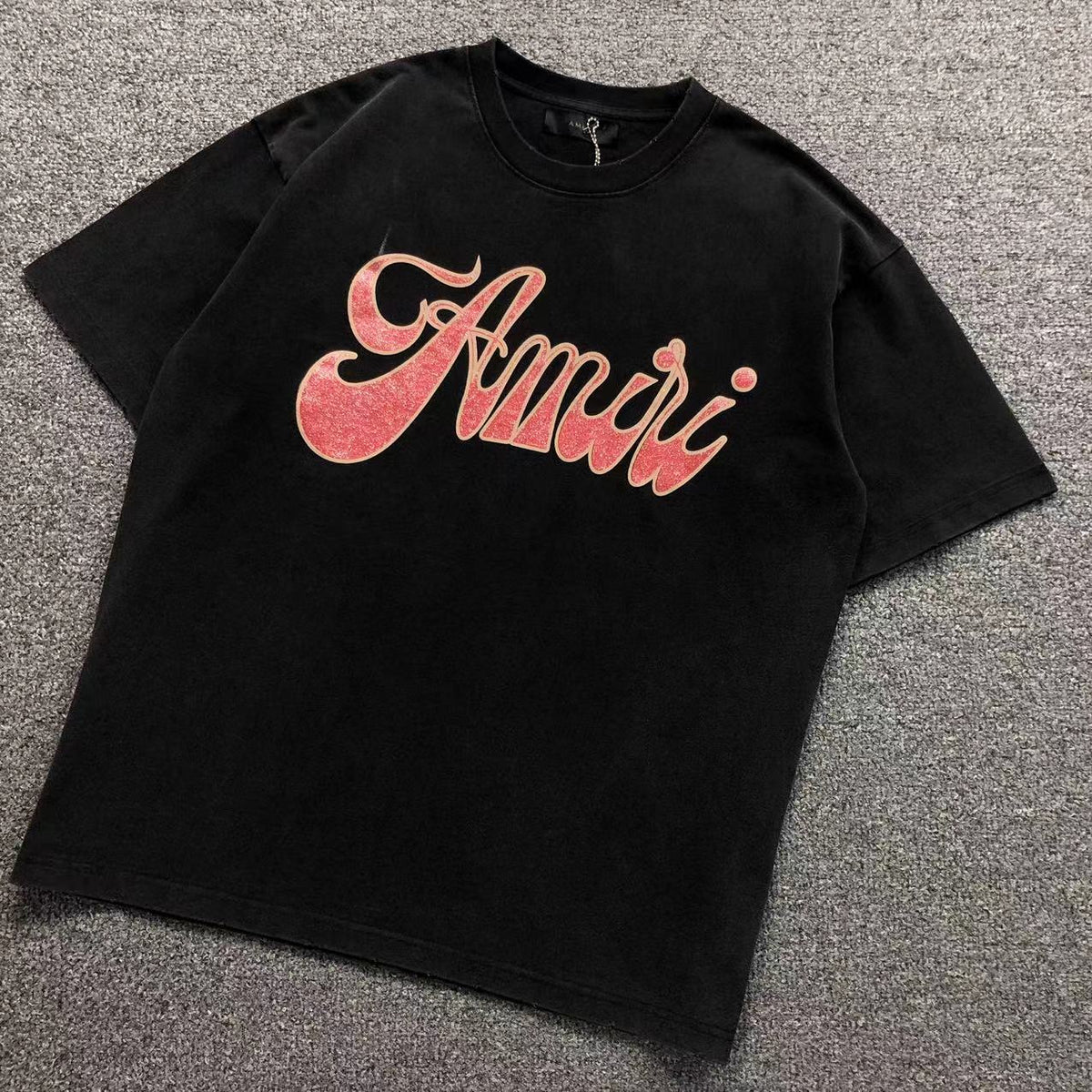Camisa Amiri Signature Script Tipografia Cursiva — frente