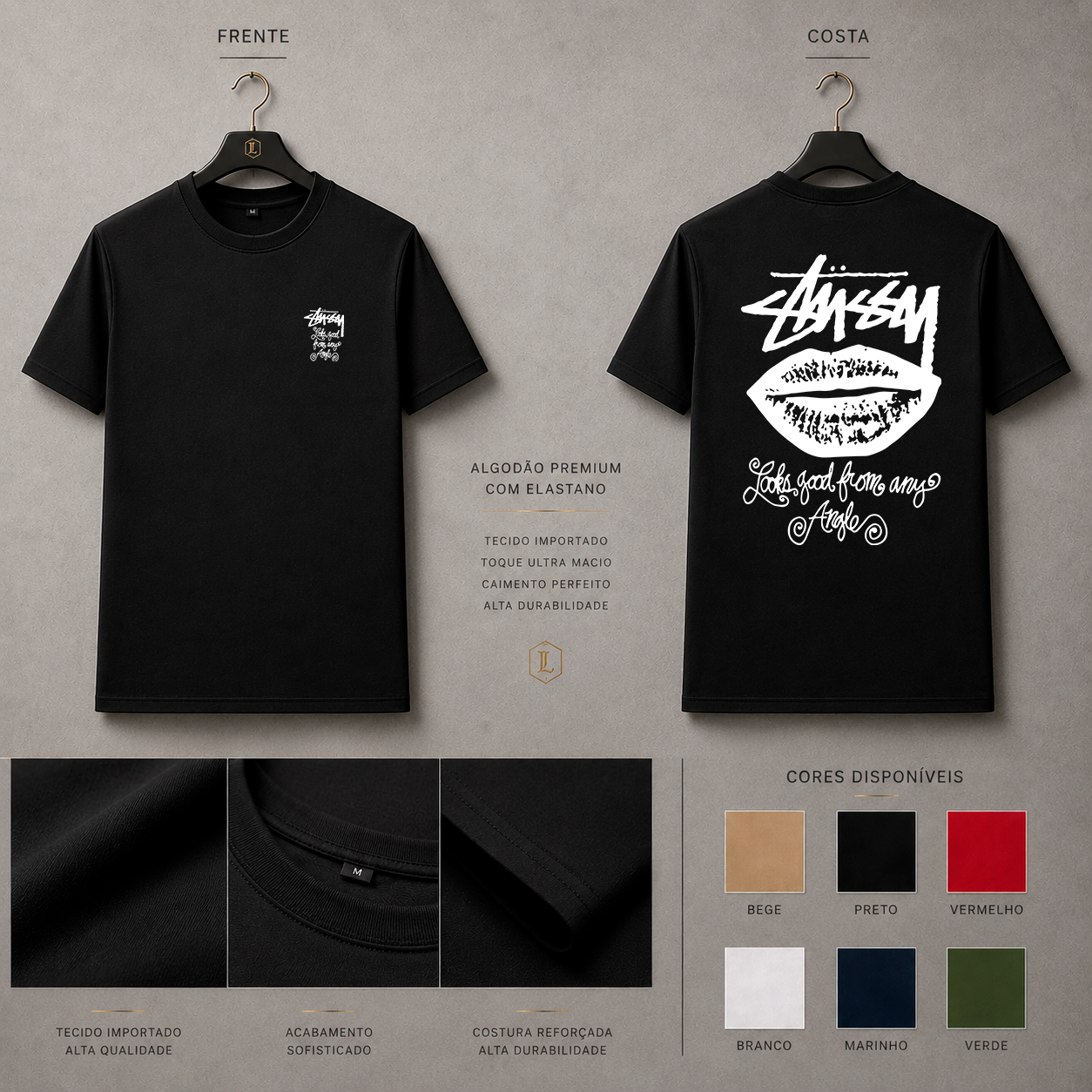 Camisa Importada Pima Stussy Lips