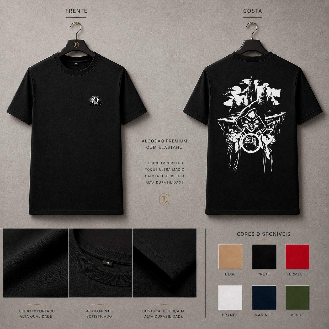 Camisa Importada Pima Skull Castle