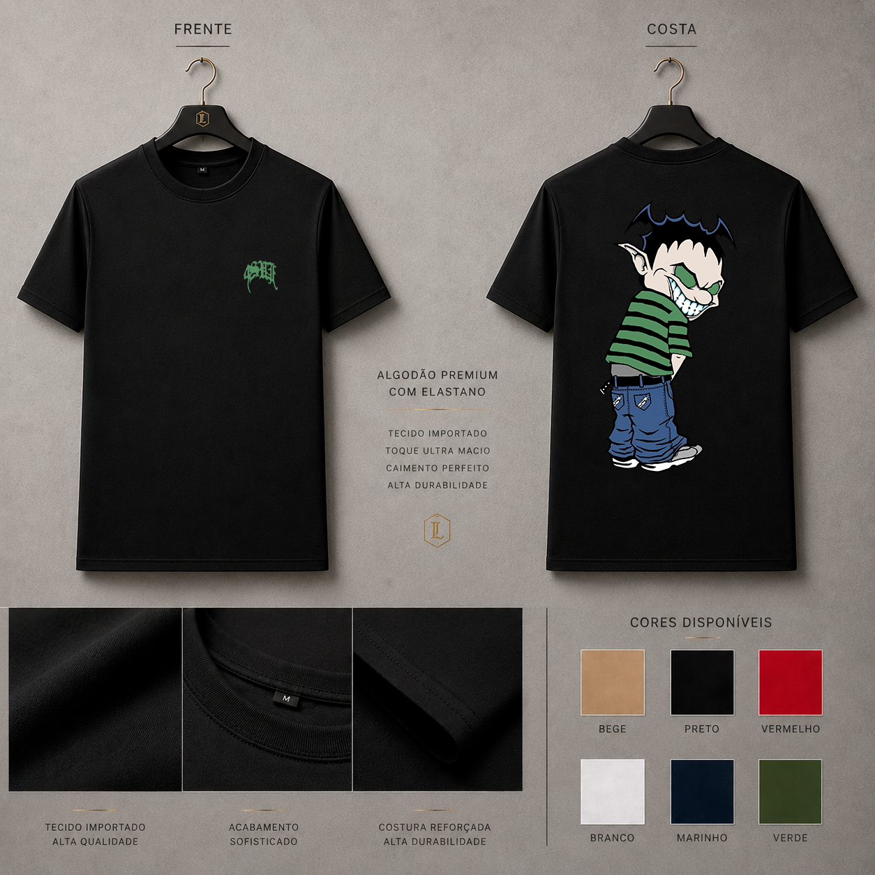 Camisa Importada Pima Urban Skull Verde