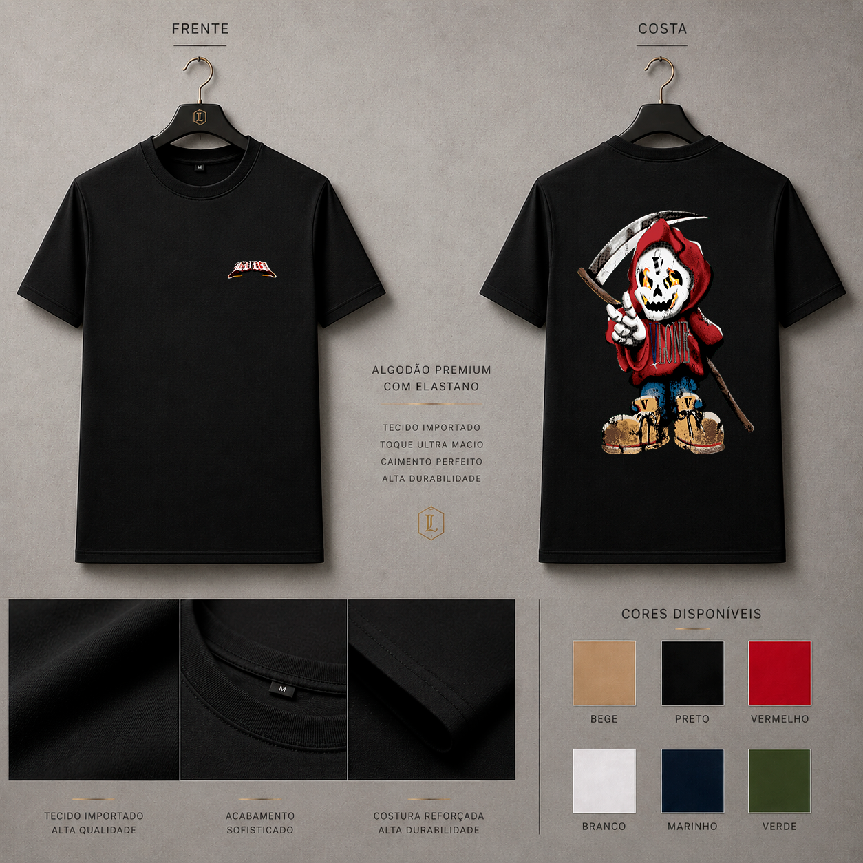Camisa Importada Pima Grim Reaper Vermelho
