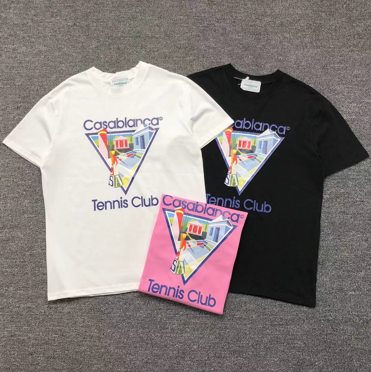Camisa Casa Blanca Tennis Club Branco, Preto E Rosa Disponíveis — frente