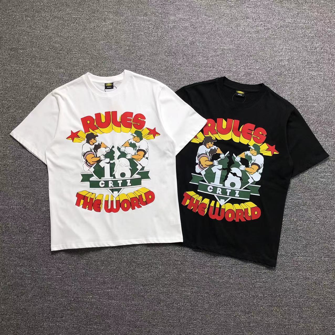 Camisa Corteiz Rules The World Branca E Preta — frente