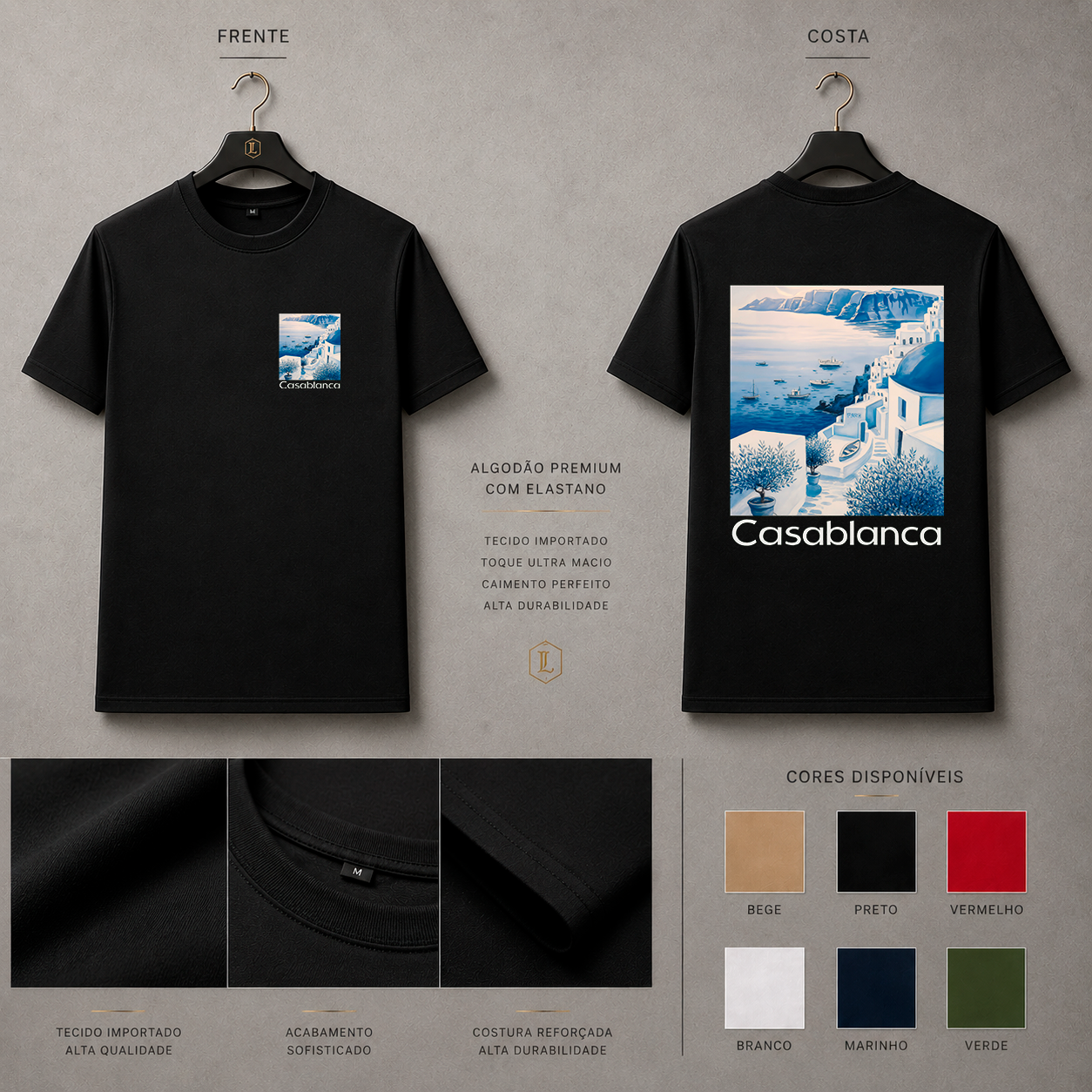 Camisa Importada Pima Casablanca Santorini Azul