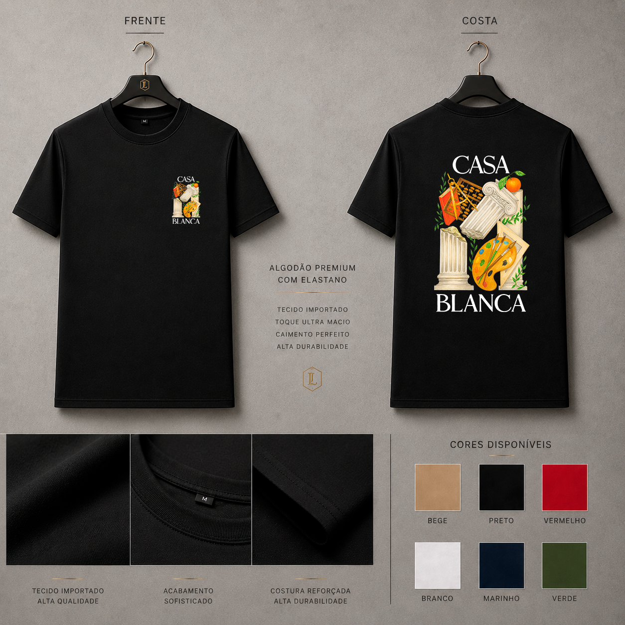 Camisa Importada Pima Casa Blanca Arte Clássica