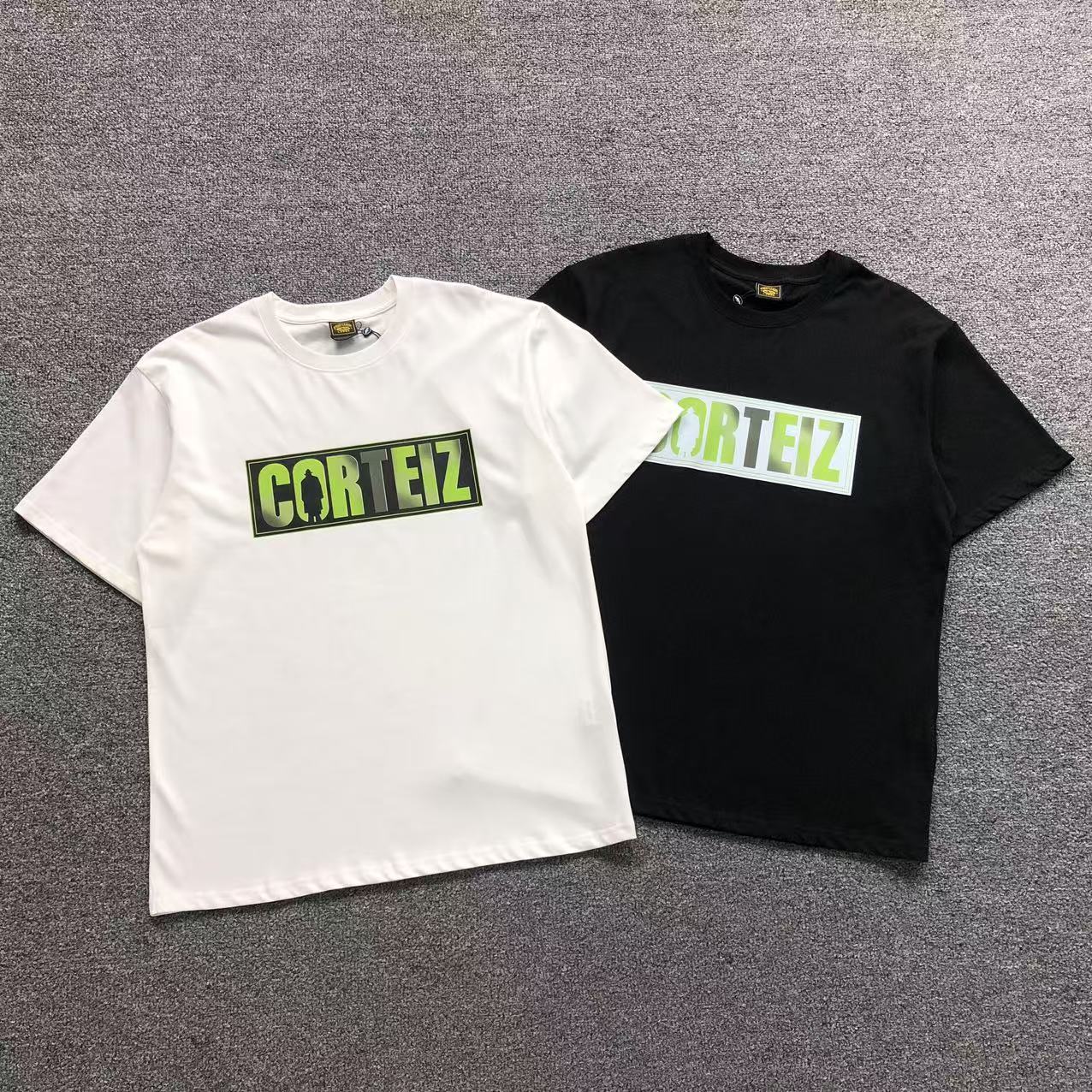Camisa Corteiz Box Logo Alien Branca E Preta — frente
