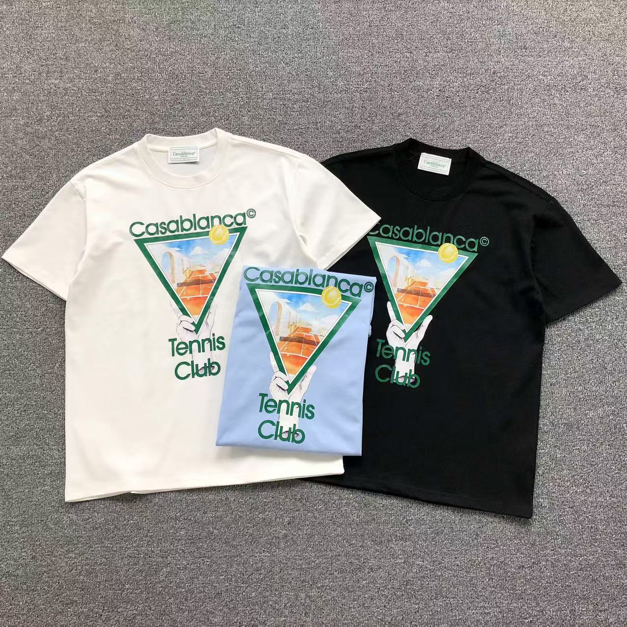 Camisa Casa Blanca Tennis Club Branca, Preta E Azul Claro (Três Variações) — frente