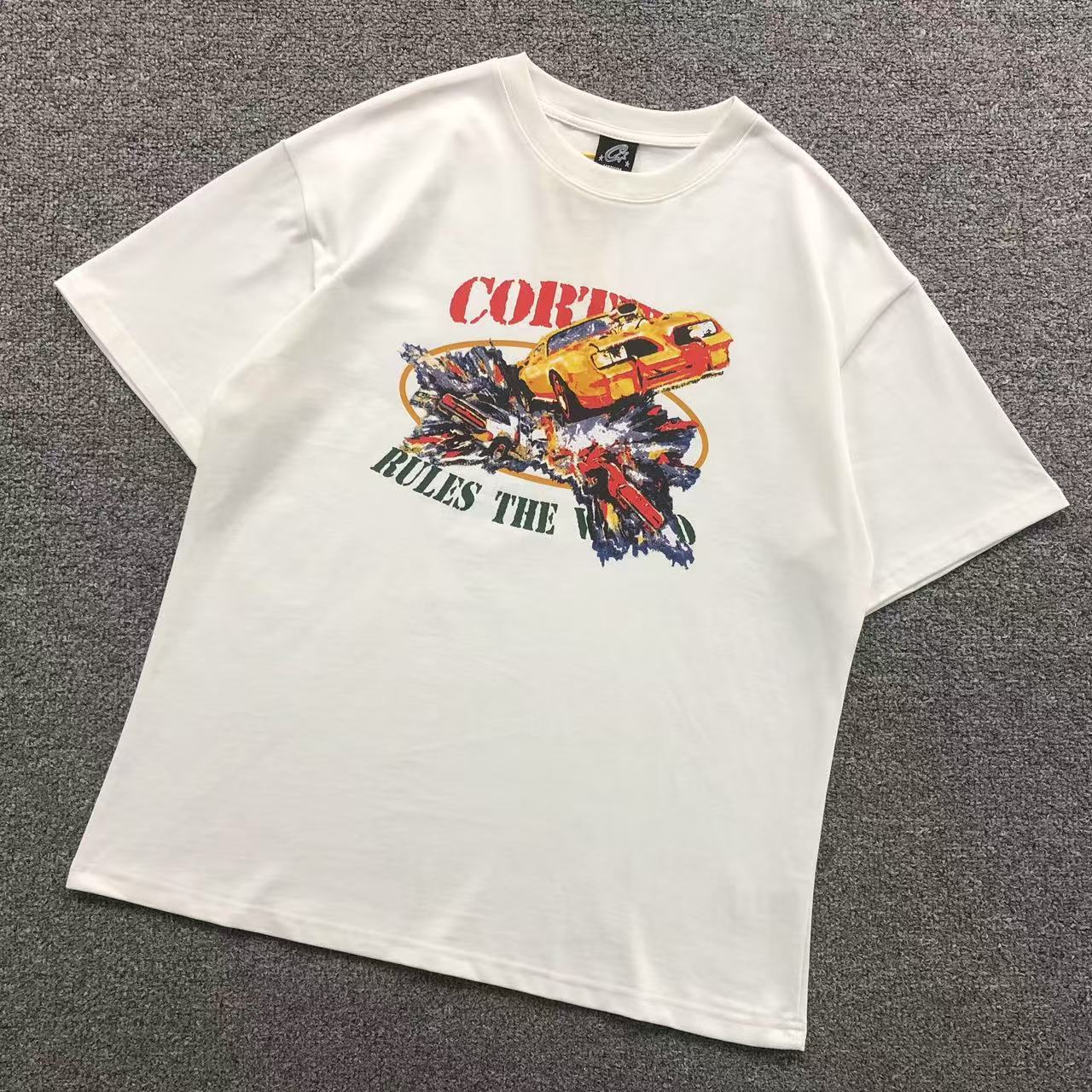 Camisa Corteiz Rules The World Racing Branca — frente