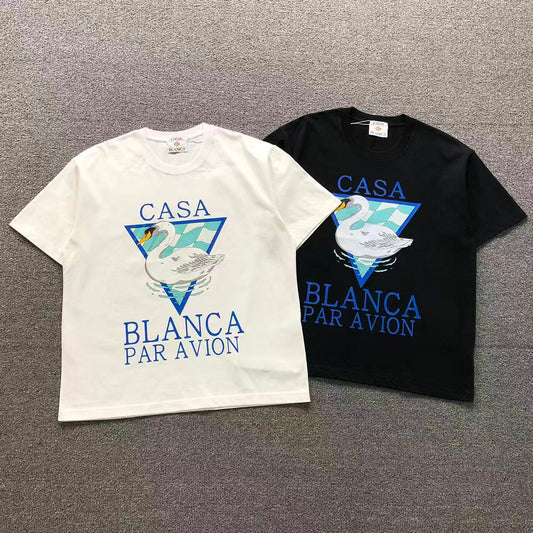 Camisa Casa Blanca Swan Par Avion Branco E Preto — frente