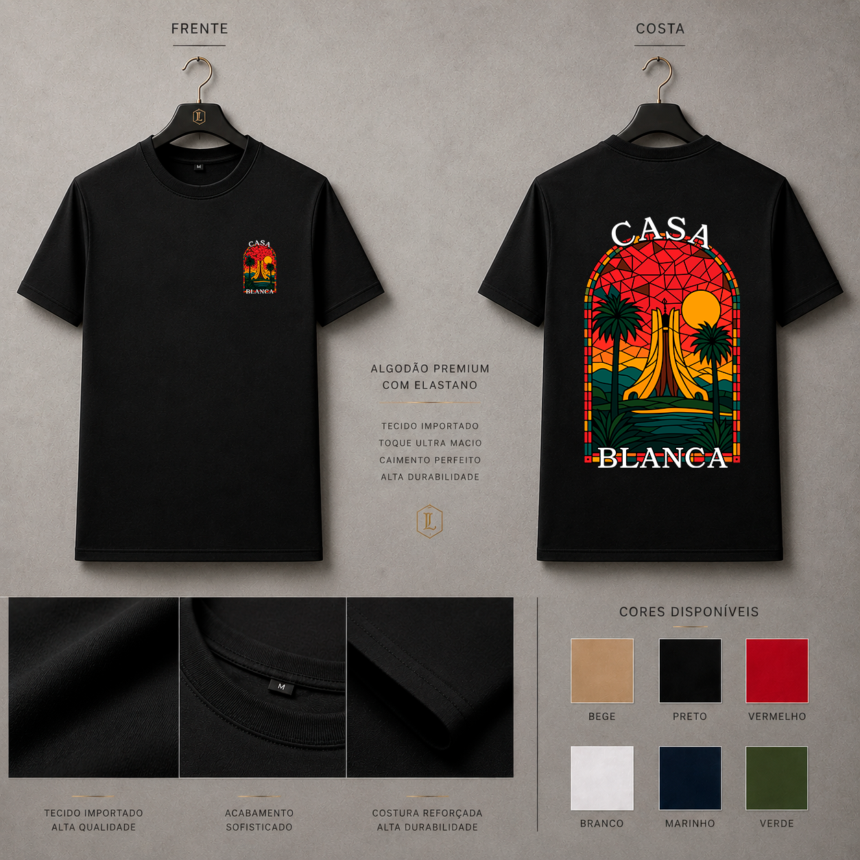 Camisa Importada Pima Casa Blanca Palace Vidro