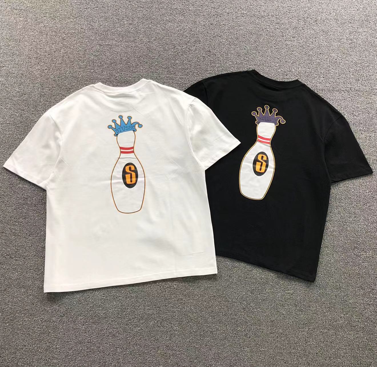Camisa Stussy Bowling Crown Branca E Preta — costa