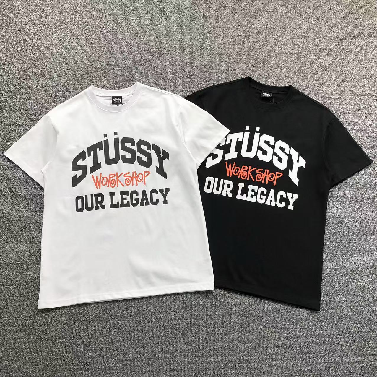 Camisa Stussy Workshop Legacy Branca E Preta — frente