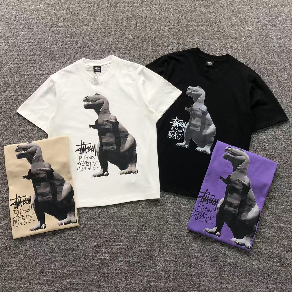 Camisa Stussy Big and Meaty Disponível Em Branco, Preto, Bege E Lilás — frente