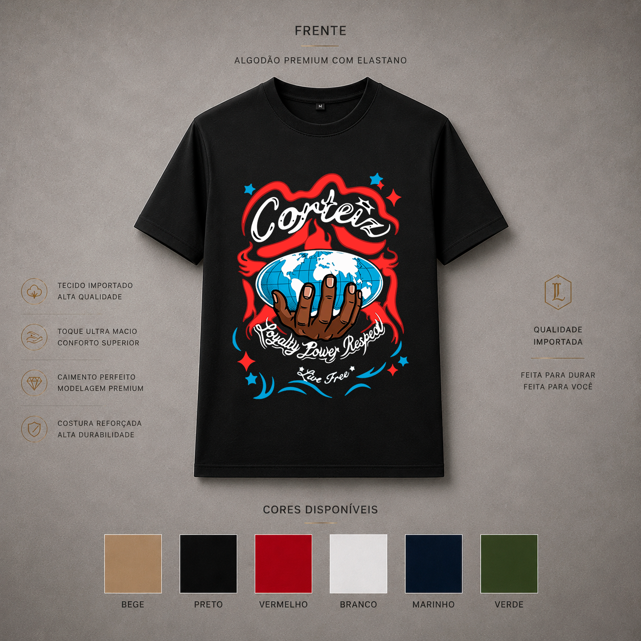 Camisa Importada Pima Corteiz Mundo Livre