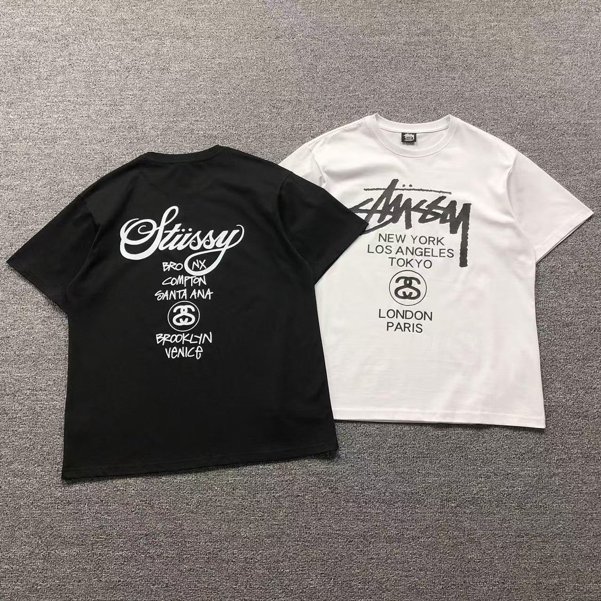 Camisa Stussy World Tour Cities Preta E Branca — costa