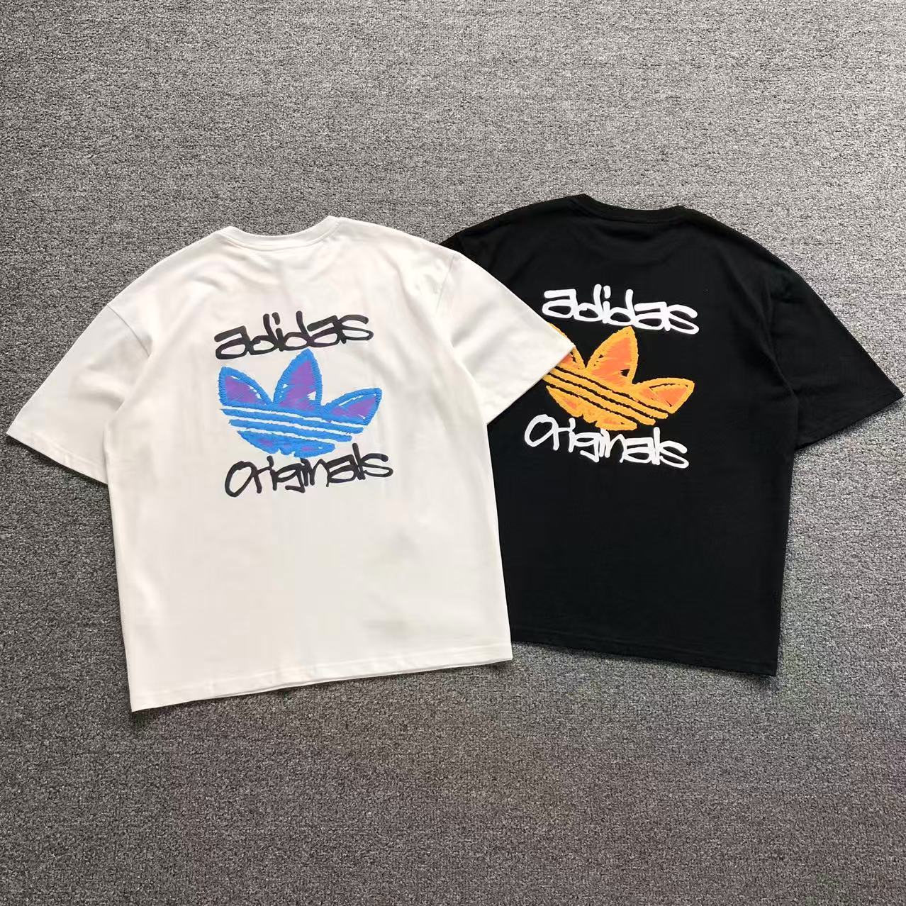 Camisa Adidas Originals Trefoil Script Branca E Preta — costa