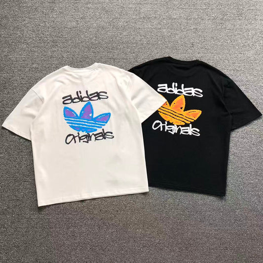 Camisa Adidas Originals Trefoil Script Branca E Preta — costa