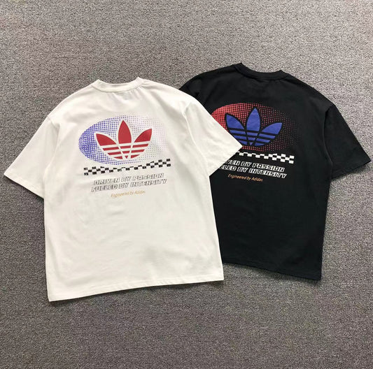 Camisa Adidas Racing Trefoil Branca E Preta — costa