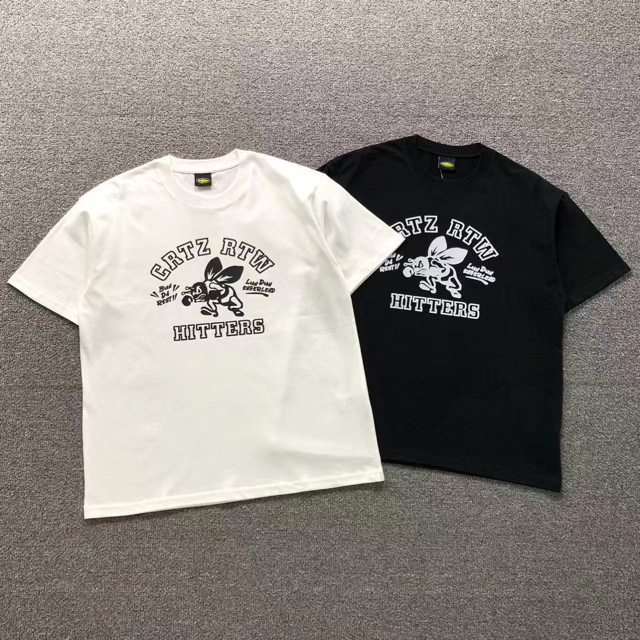 Camisa Corteiz RTW Hitters Branco E Preto — frente