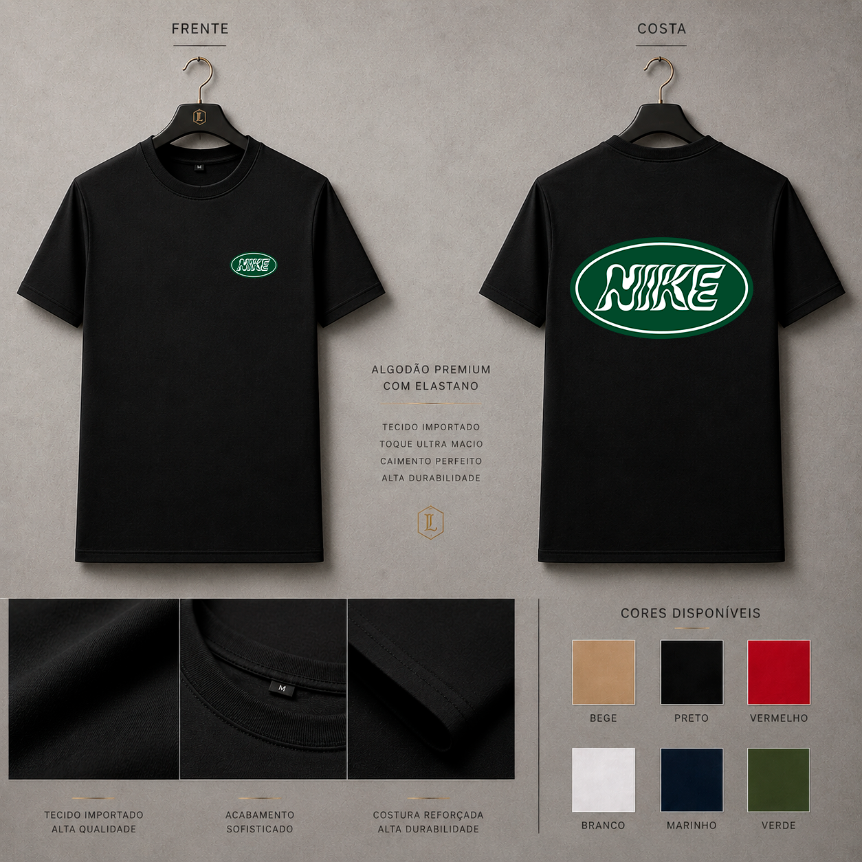 Camisa Importada Pima Nike Green Oval - logo Nike em moldura oval verde