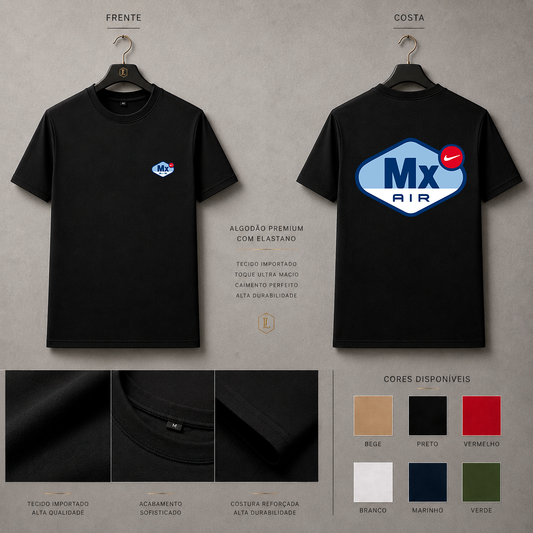 Camisa Importada Pima Nike MX Air - emblema MX Air azul com detalhe vermelho