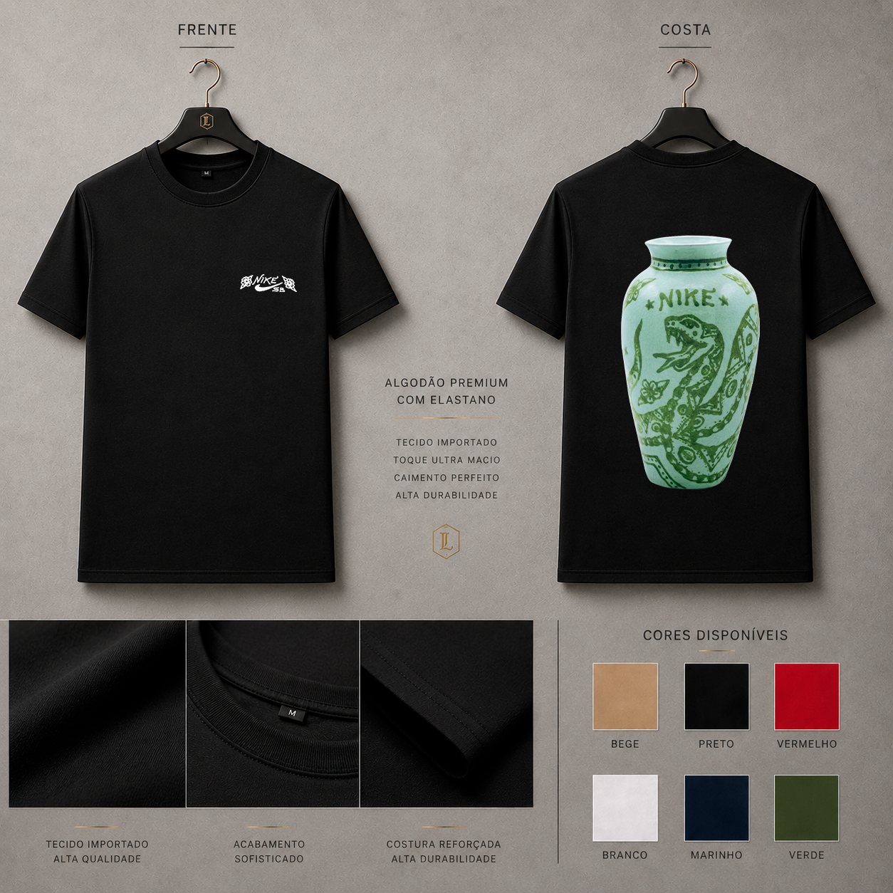 Camisa Importada Pima Nike Vaso Dragão Verde