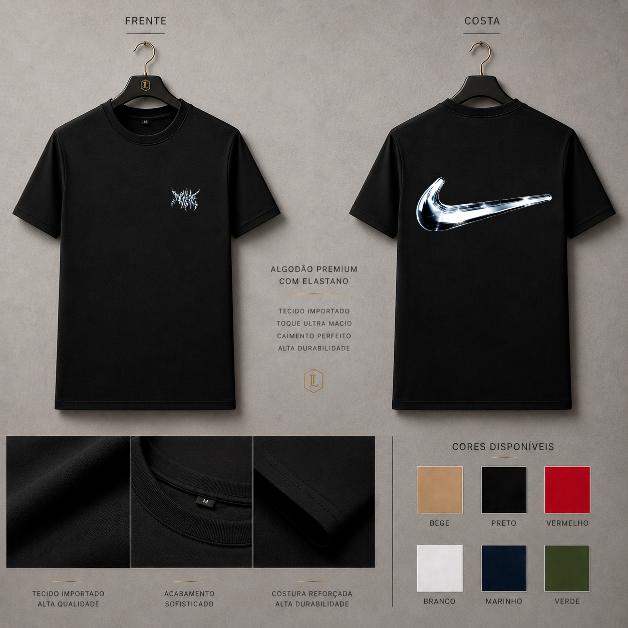 Camisa Importada Pima Nike Chrome Swoosh - swoosh cromado de grande escala nas costas