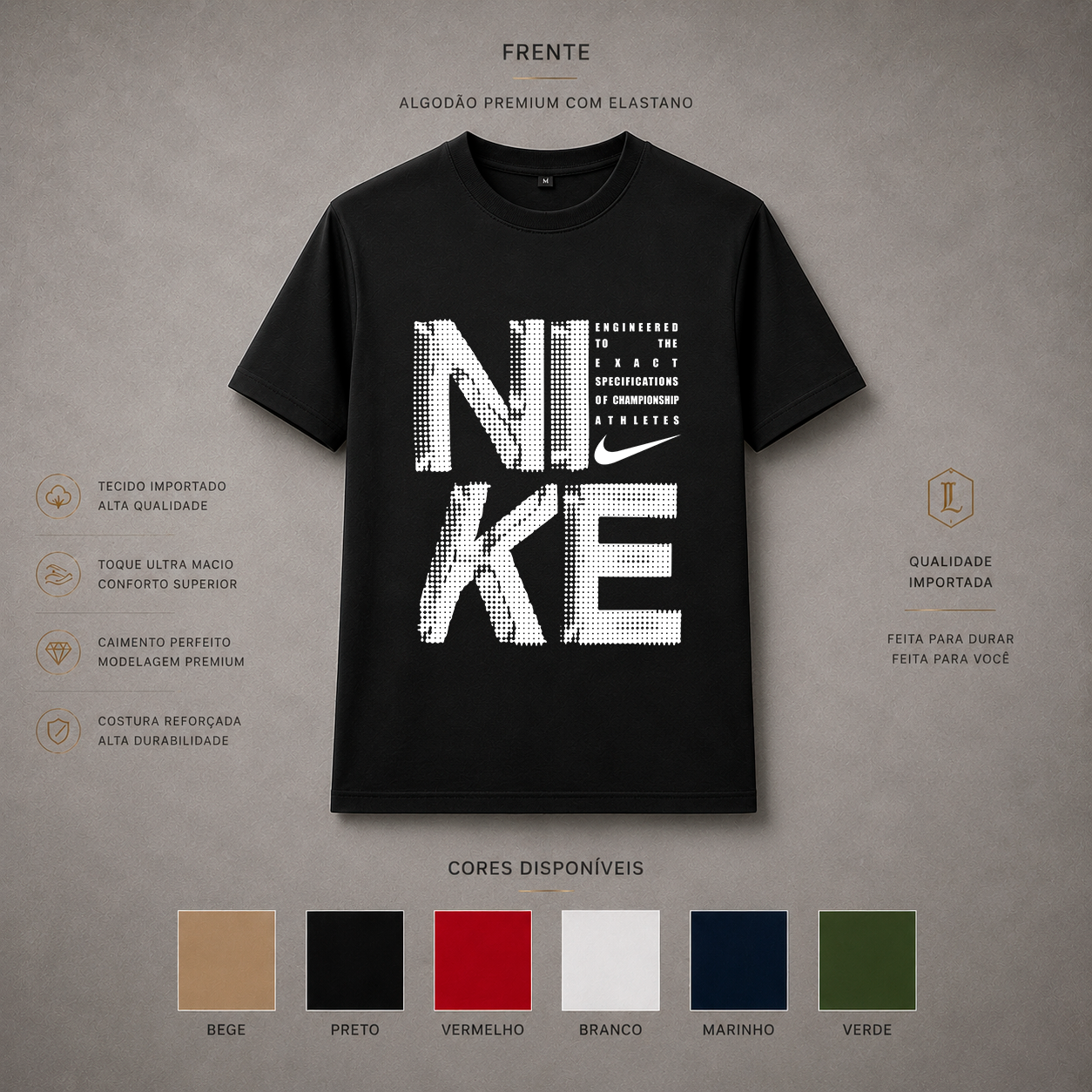 Camisa Importada Pima Nike Tipografia Branca