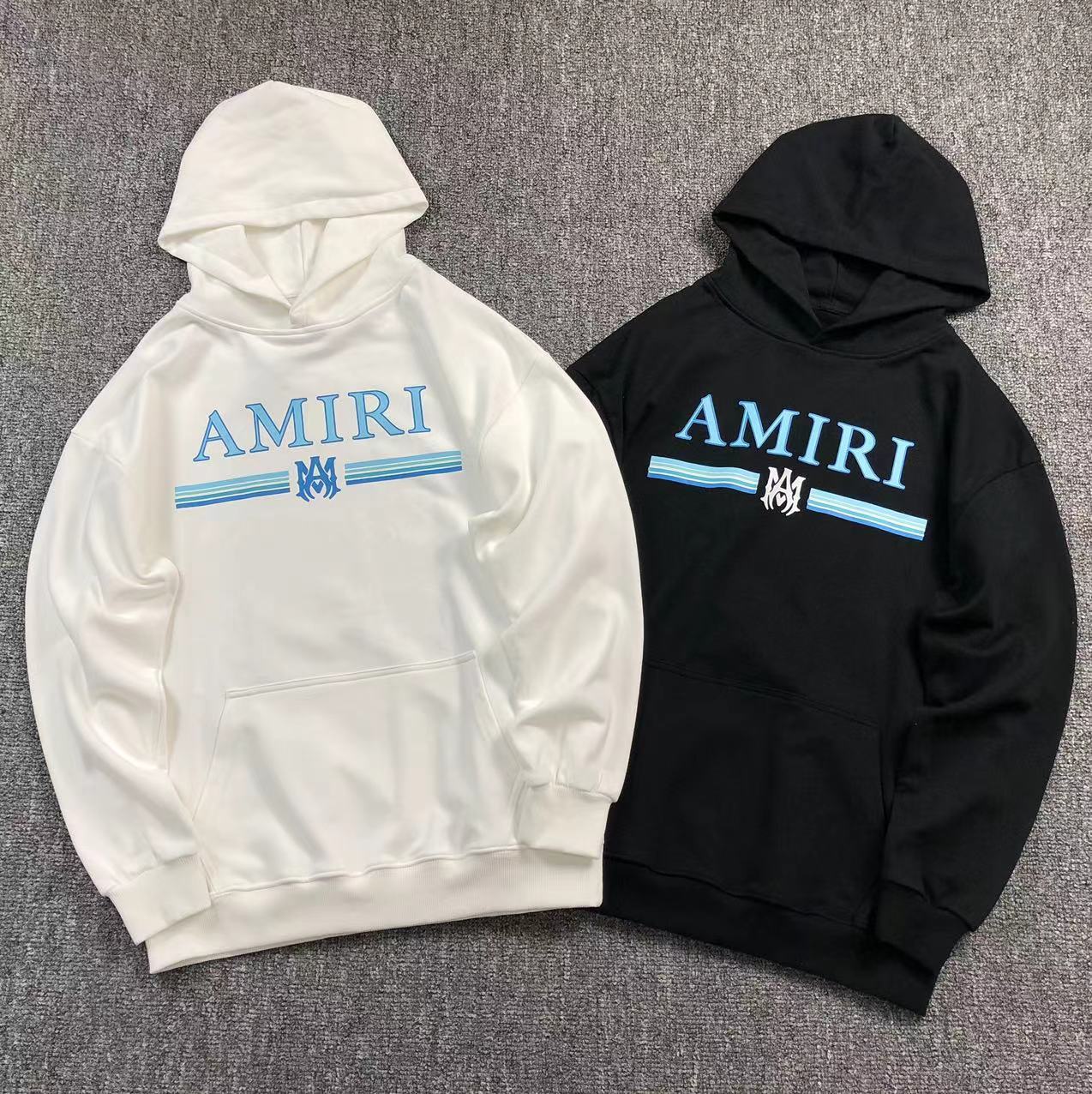MOLETOM CANGURU Amiri Stripes Logo — frente