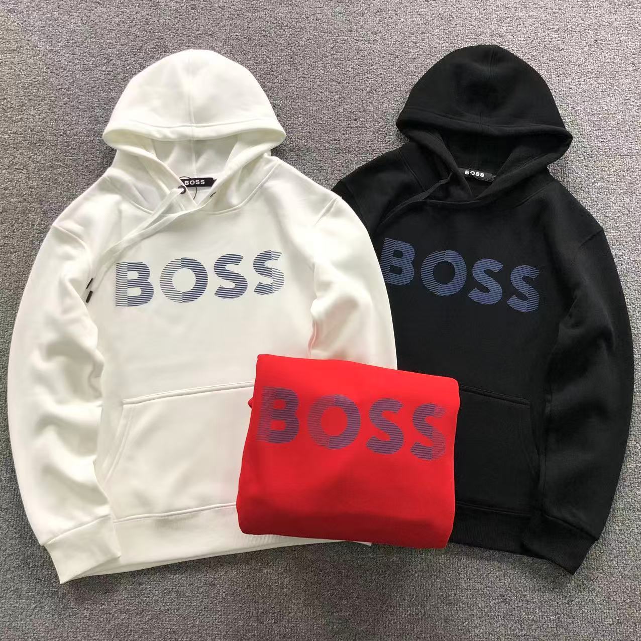 MOLETOM CANGURU Boss Logo Stripes — frente