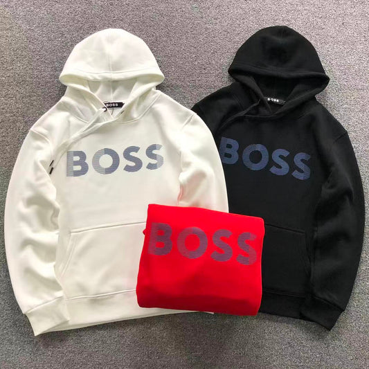 MOLETOM CANGURU Boss Logo Stripes — frente