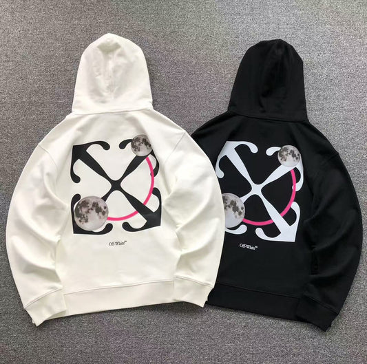 MOLETOM CANGURU Off White Moon Arrows — costa