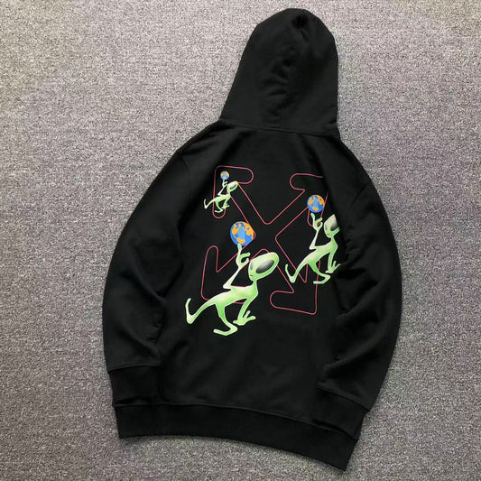 MOLETOM CANGURU Off White Alien Globe — costa