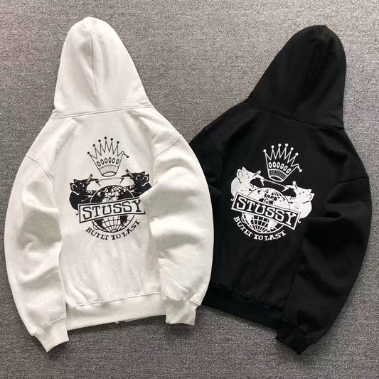 MOLETOM CANGURU Stussy Crown Rats Globe — costa