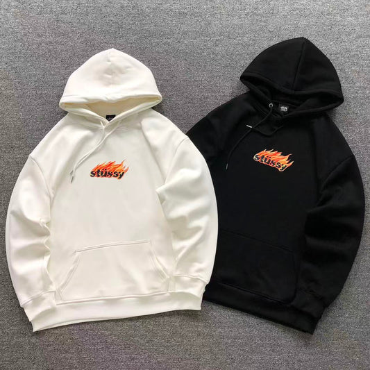 MOLETOM CANGURU Stussy Flame Logo — frente