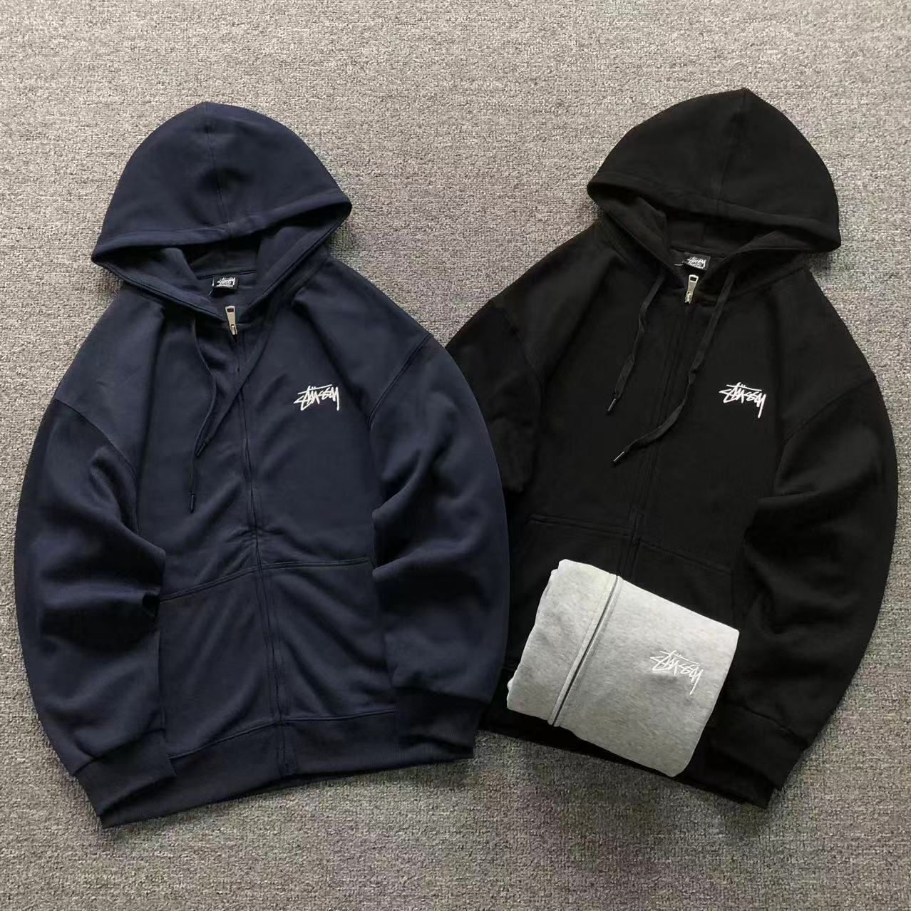 MOLETOM CANGURU Stussy Stock Logo Zip — frente