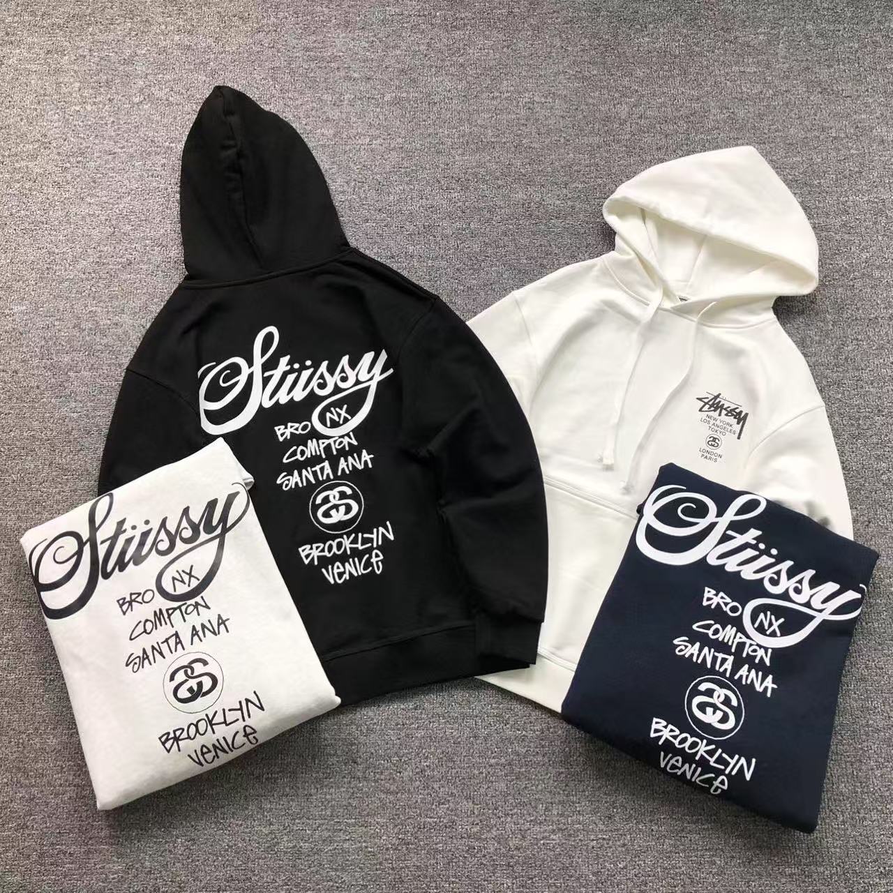 MOLETOM CANGURU Stussy Cities Script Core — frente