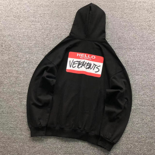 MOLETOM CANGURU Vetements Hello Name Tag — costa