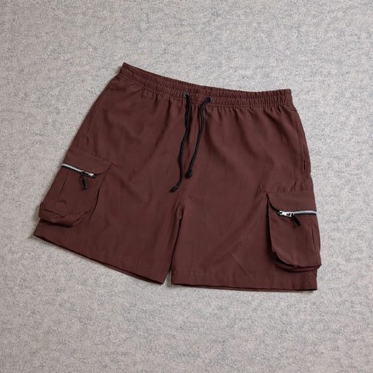 SHORT CARGO BOLSO MOCHILA COM ZÍPER MARROM